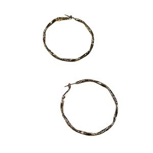 Large Gold Wavy Hoop Earrings